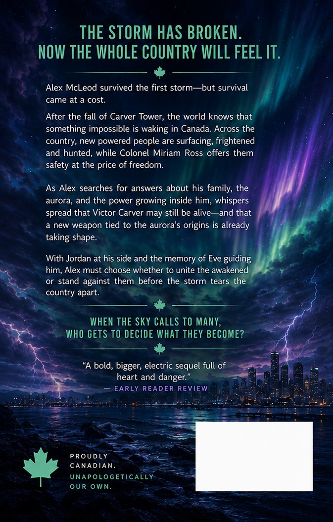 Aurora Unbound back cover with the full story synopsis